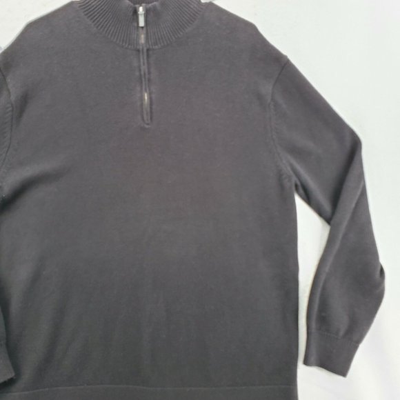 Perry Ellis Sweater Men's Long Sleeve 1/4 Zip Mock Neck Pullover Black XL - Picture 7 of 10